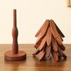 Wooden Tree Trivets Folding Heat Resistant Wood Christmas Tree Teapot Coaster Tabletop Protection Hot Pot Coaster Home decor