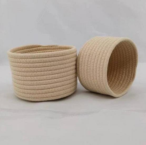 Handmade Woven Cotton Rope Storage Basket for Keys and Wallets