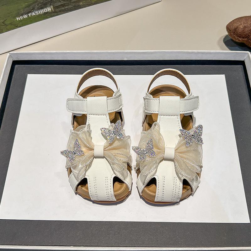 Toddler Girl Soft Sole Summer Sandals - Closed Toe Ballet Beach Princess Shoes (2026 New Style) Size 23 бежевый
