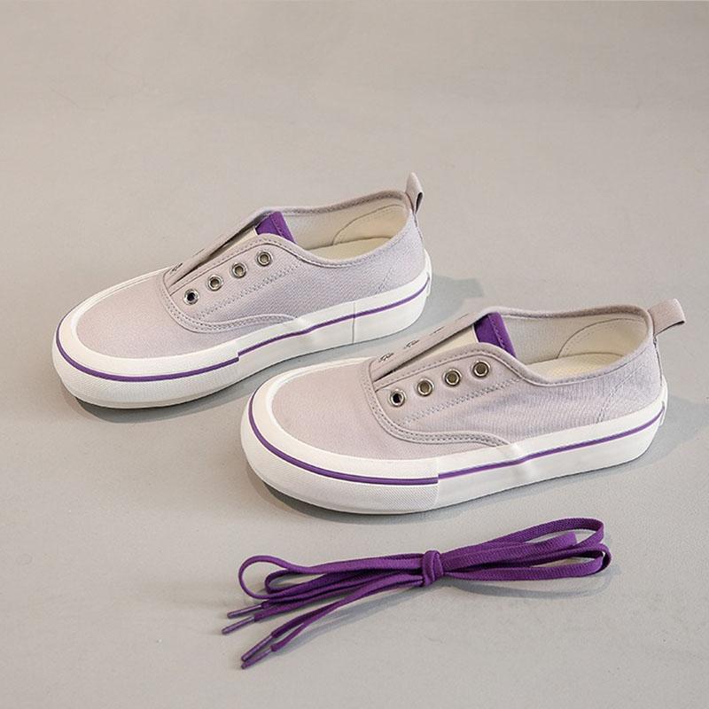 Women Canvas Shoes Platform Sneakers Flatform Flats Unisex Skateboard Shoes Tenis Trainers Walking Stretch Slip-on Casual Shoes