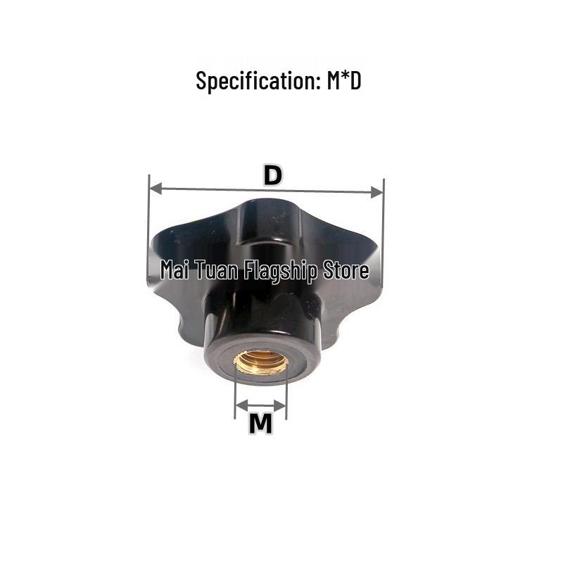 304 Stainless Steel M4-M16 Star Knob Hand-Tightening Screw with Bakelite and Rubber Head