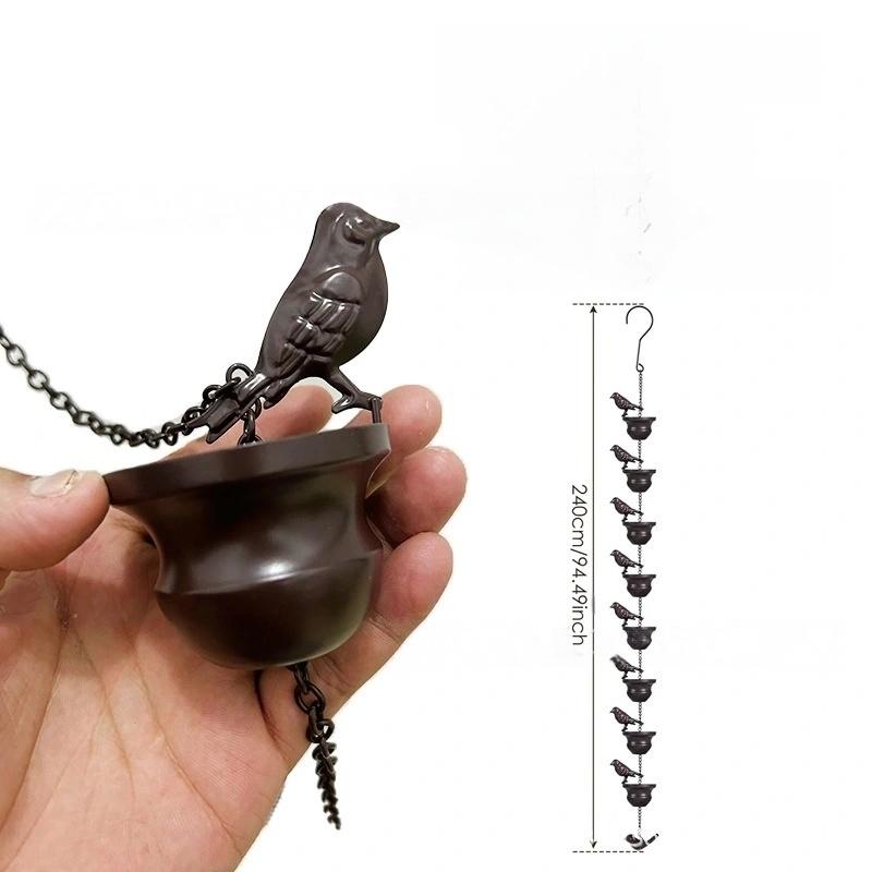 1Pcs Rain Catche Metal Downspout Tool 60/80/100/240Cm Creative Birds Iron Rain Chains For Gutters Outdoor Roof Gutter Decor