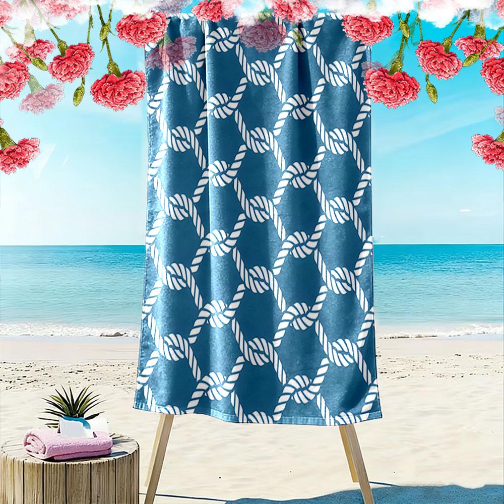 Interwoven nautical elegance Print beach towel, quick drying, suitable for travel, outdoor sports, jogging, the beach and swimming, gift