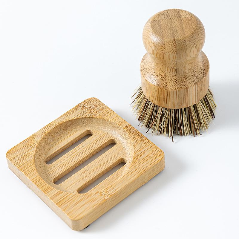 Bambus Küchenbürsten Set: Kurzstielige Geschirr- und Topfreinigung mit Sisalborsten