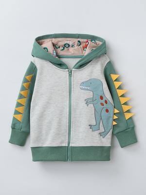 Podzimní/Zimní Chlapecká Vyšívaná Mikina s Kapucí na Zip – Evropský a Americký Styl