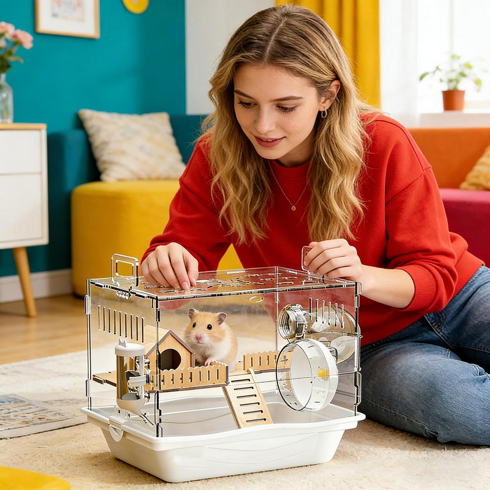 Acrylic Hamster Cage Transparent Cage For Animal Small Pet Spacious Habitat For Gerbil Chinchilla Bunny Ferret Hamster Dwarf