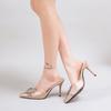 Fashion Aphixta 9cm Super High Heels Elegant Women Slides Pointed Toe Summer Dress Slides Sexy Crystal Champagne High Heel Shoes