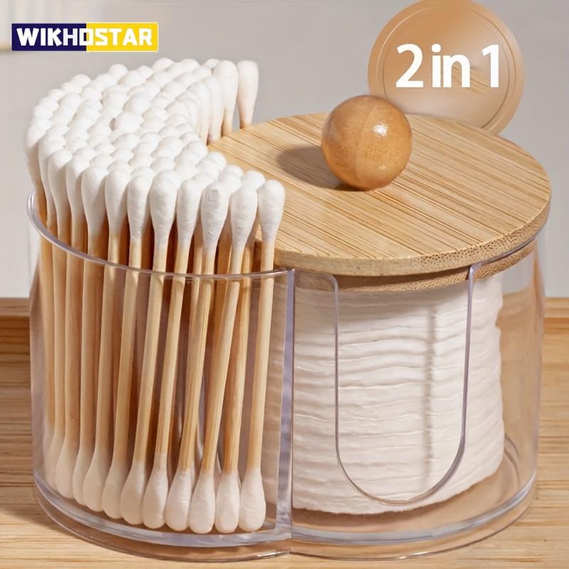 Halter mit zwei Fächern - Klarer Wattestäbchen- und Wattebausch-Organizer - Transparenter Badezimmer-Aufbewahrungsbehälter für Make-up