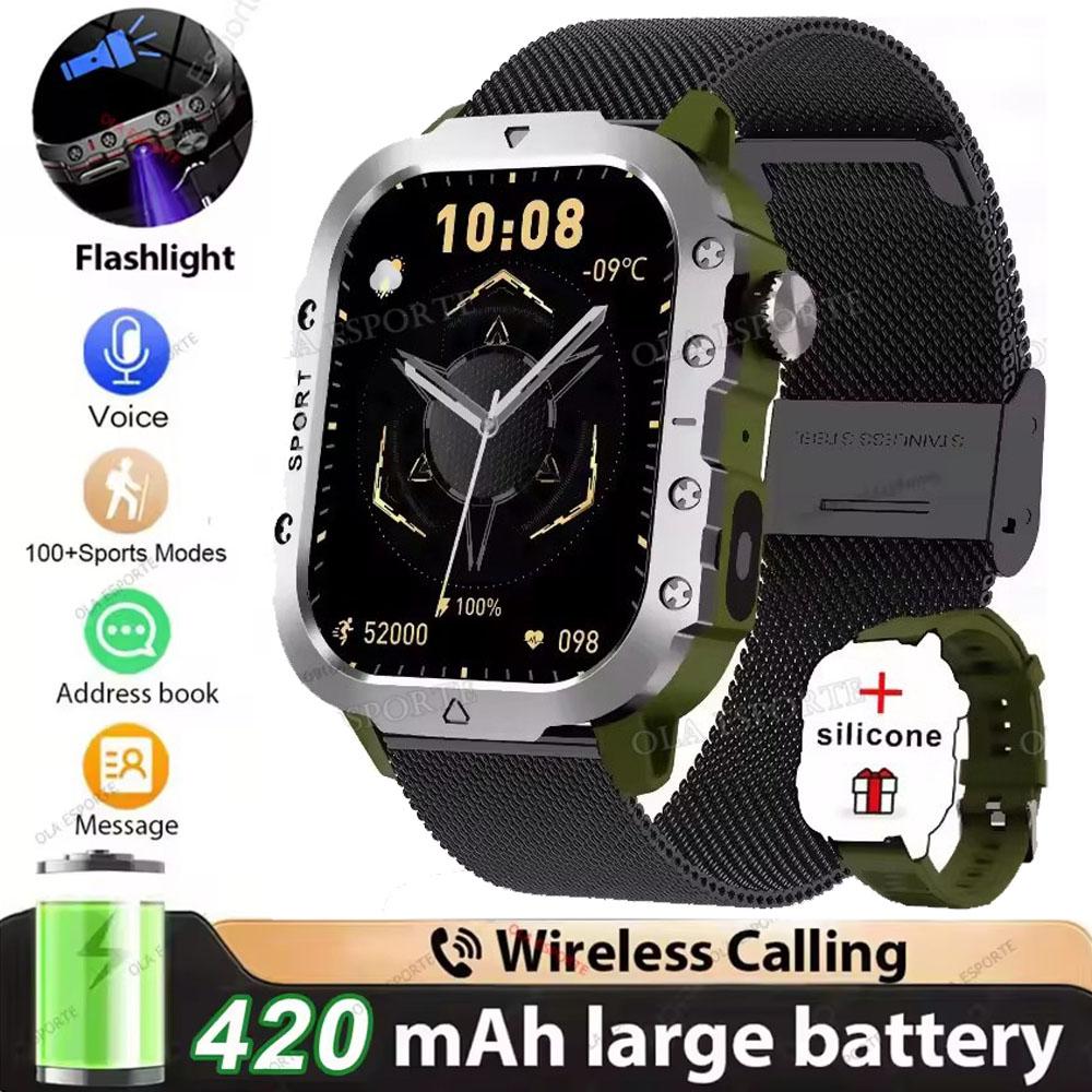 New Military Smart Watch Men IP68 5ATM Outdoor Sports Fitness Tracker Health Monitoring 1.81Inch Bluetooth Calls Smartwatch HT30