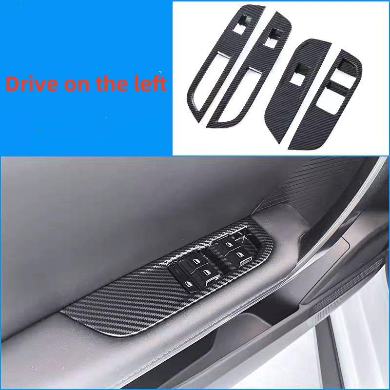 WAK1  LHD/RHD Car Window Control Lift Panel Cover Sticker Carbon Fiber 4pcs for MG4 MG 4 EV Mulan 2023- 2024 Acc.