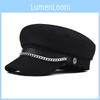 Color Women Solid Stylish Beret Cap Chain Decor Winter Spring Wear Travel Hat