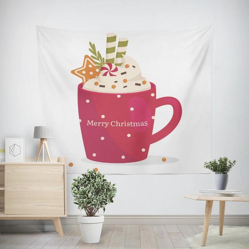 Christmas New Year Candy Coffee Pattern Living Room Bedroom Decorative Tapestry