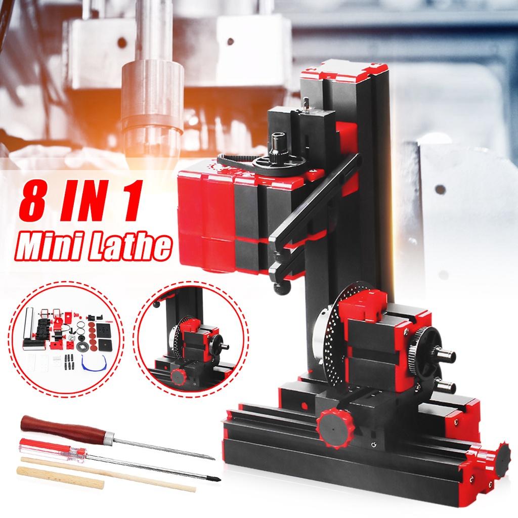 Mini Lathe Machine Multi-functional Metal Wood Plastic Lathe Jigsaw Grinder Driller Milling Drilling Sanding Tool 8-in-1