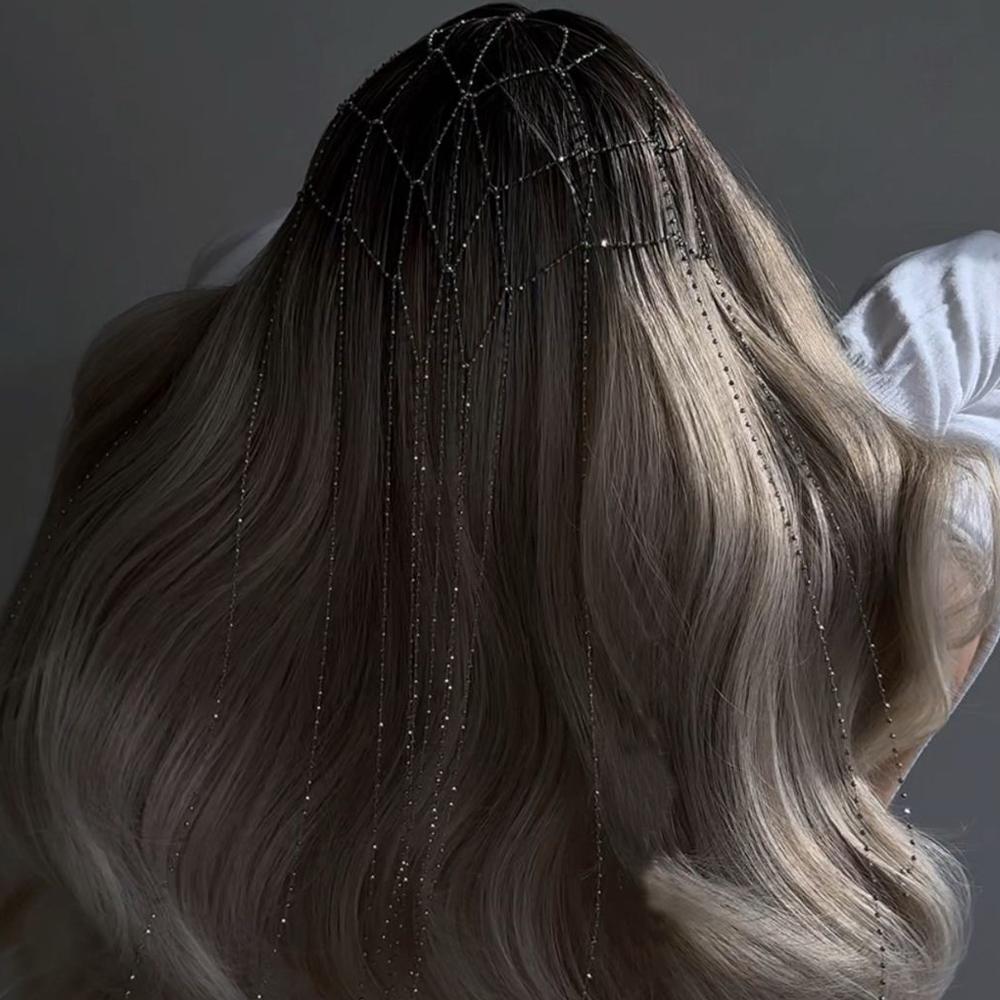Übertriebener Kristall-Quasten-Choker für Damen Einzigartiger Strass-Netz-Körper Schmuck Exotische Nachtclub-Party Abschlussball Schulterkette