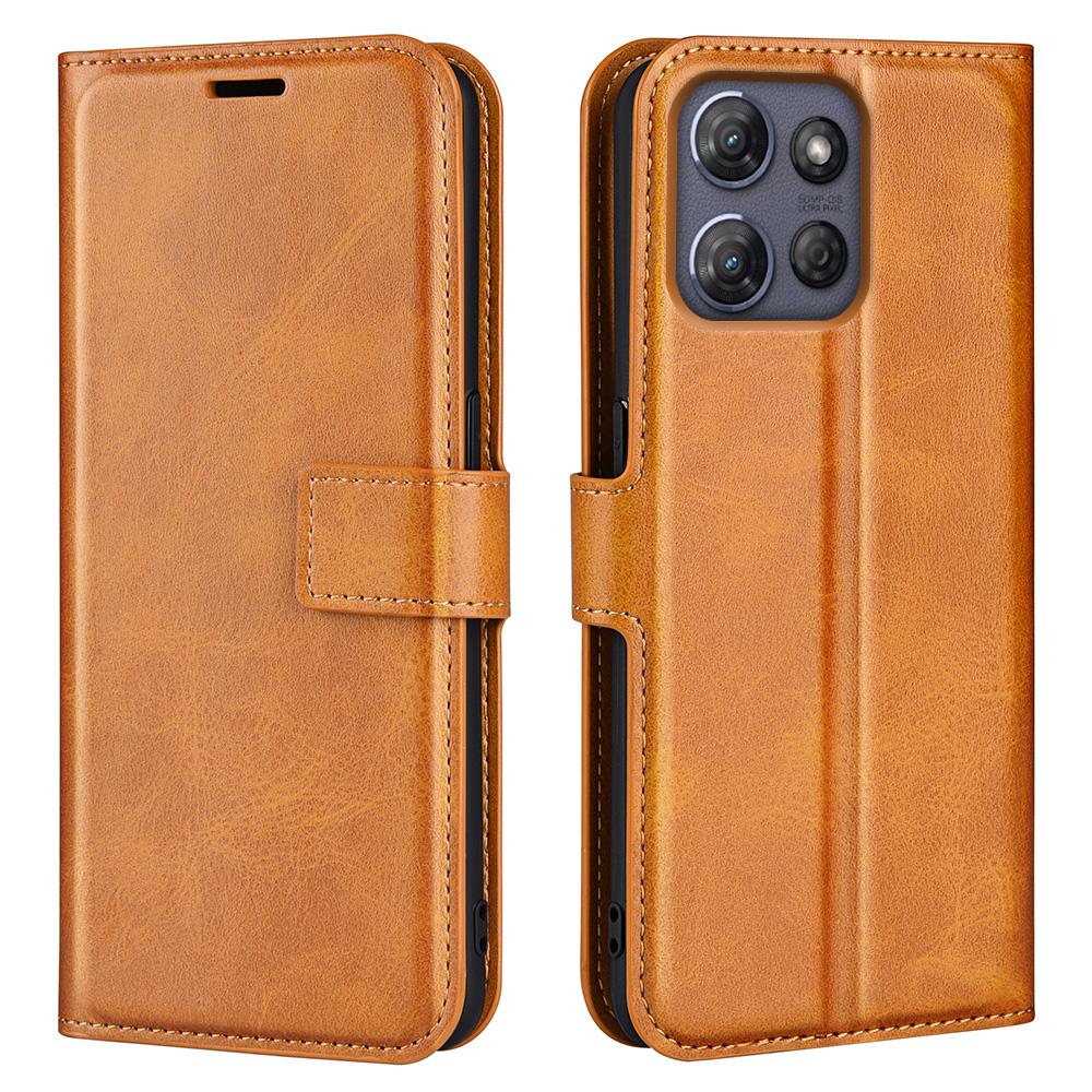 Pro Motorola Moto G Power (2025) Pouzdro s podstavcem proti poškrábání, kožený kryt na telefon s texturou teletiny