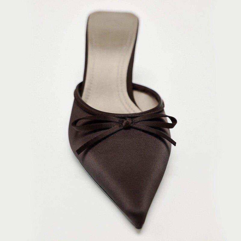 Designer Luxury Sexy Thin High Heel Summer Women Slippers Fashion Cover Toe Dress Slides Ladies Stripper Party Sandals