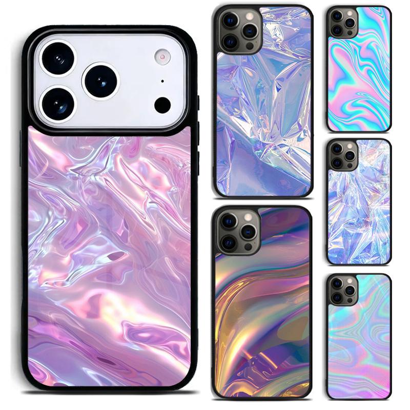 Holographic Iridescence Phone Case for iPhone 17 16 15 Pro Max Air 14 13 12 11 Plus Shockproof Cover