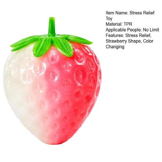 Yousheng 1/2Pcs Stress Relief Strawberry Squeeze Toy, Color Changing Strawberry Sensory Toy, Decompression Simulated Fruit Pinch Fidget