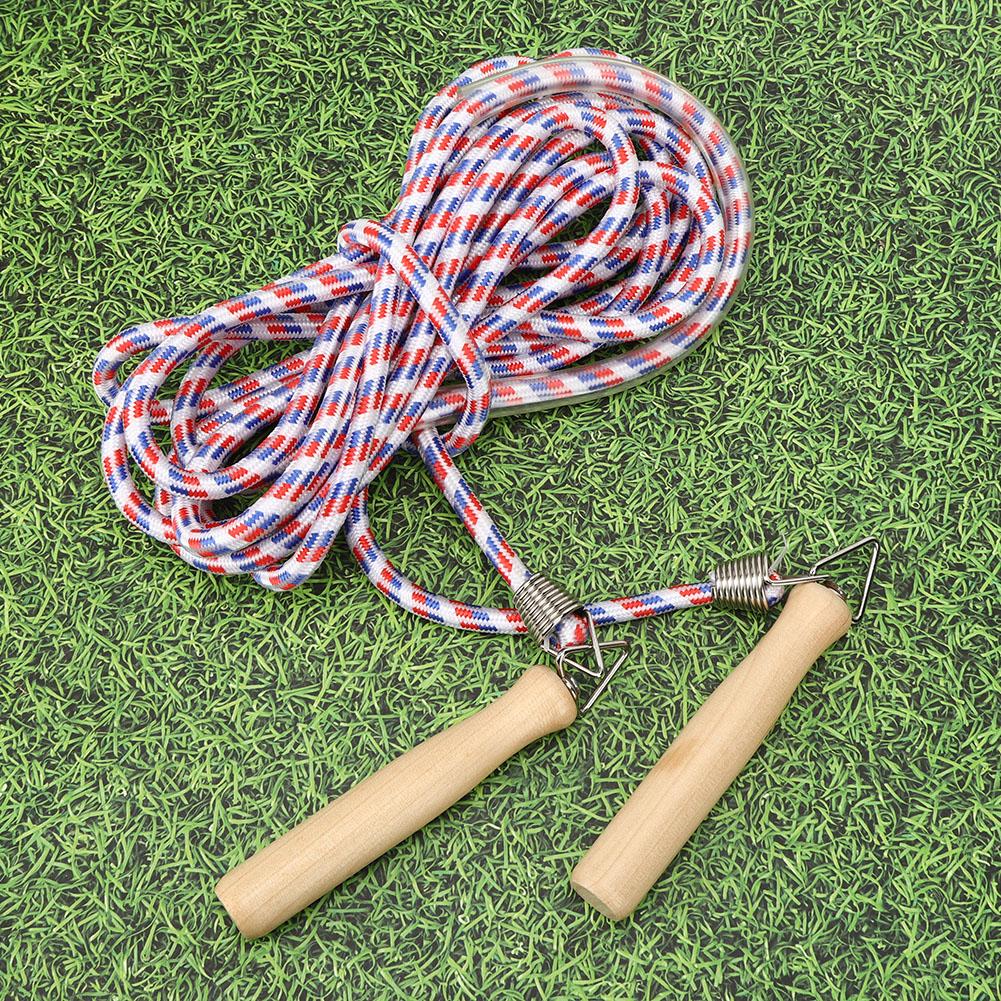 Baumwoll-Springseil mit Holzgriff Mehrspieler-Springseile für Schultraining Rot und