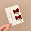 2 Stück Neujahr Rote Schleife Haarspange für Frauen Niedliche Kleine Perle Seitenclip Schleife Haarnadel Mädchen Party Kopfschmuck Haarschmuck