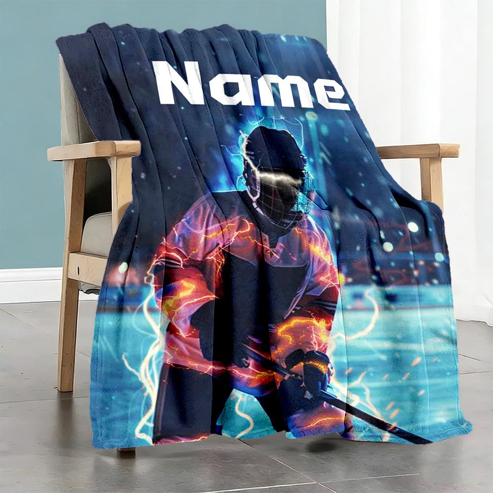 Hockey99 Customize Text Blanket Multi-purpose Customizable Blanket Comfortable Great for Nap Home Decor Couch Office Chair Ideal for All Seasons