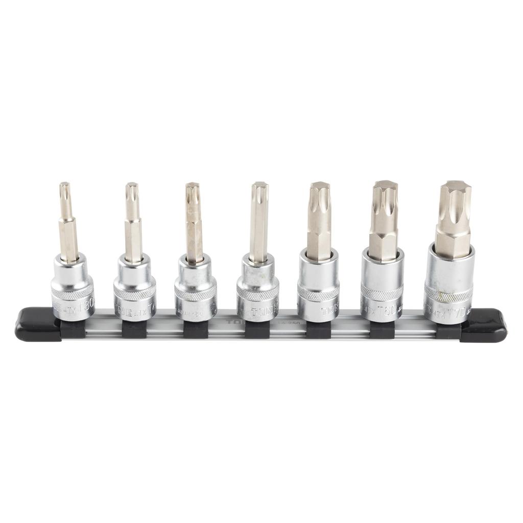 TONE Torx Socket Set with Set (Heavy Duty, Holder) HTX407, 12.7mm (1/2") Drive, 7-Piece