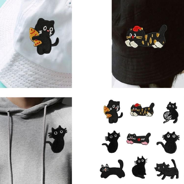 9 Pcs Kitten Embroidered Patches Sew on Patches Cartoon Cats Iron on Patches Applique Patches Animal Sewing Patches