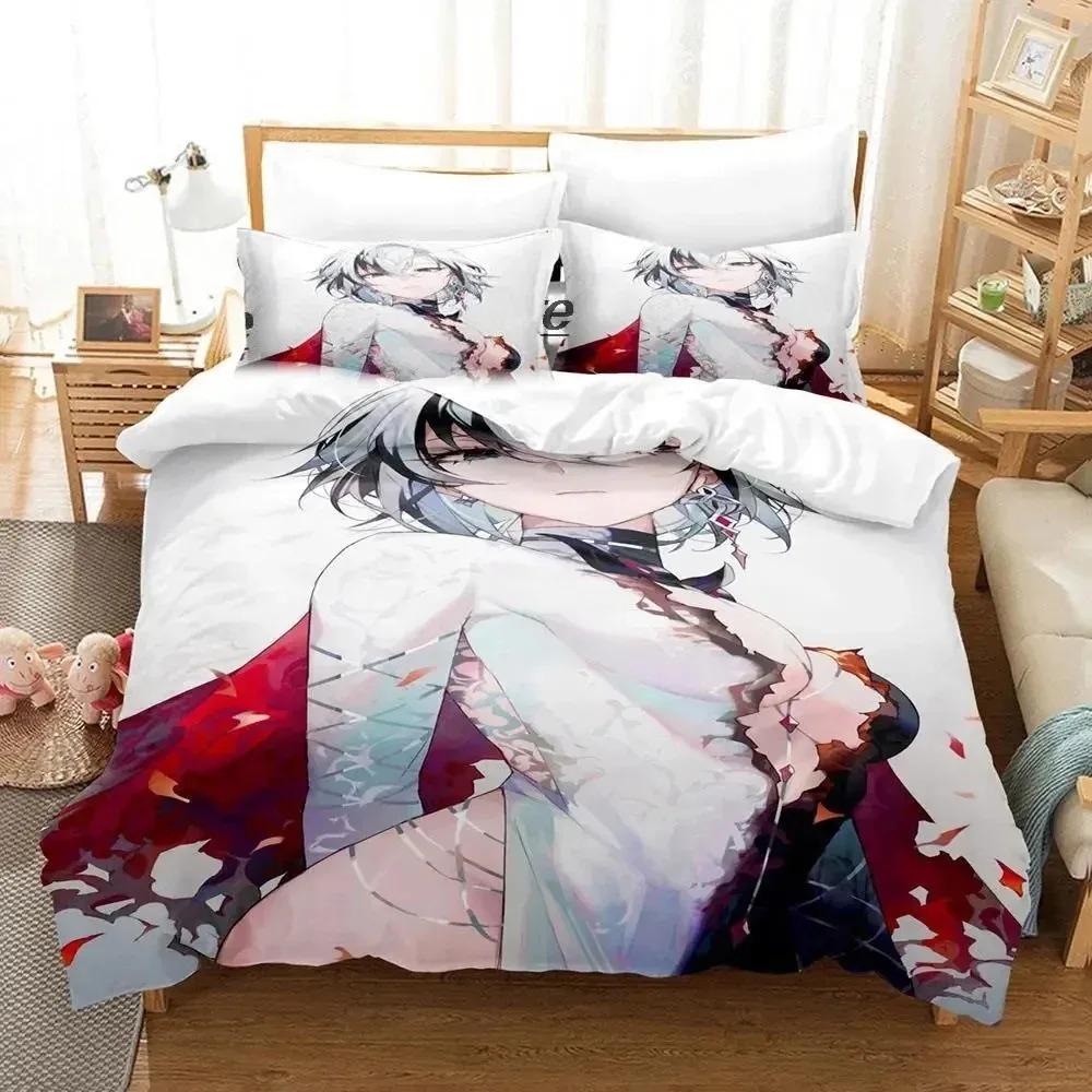 Anime Genshin Impact Arlecchino Bedding Set Duvet Cover Bed Set Quilt Cover Pillowcase Comforter King Queen Size Boys Adult