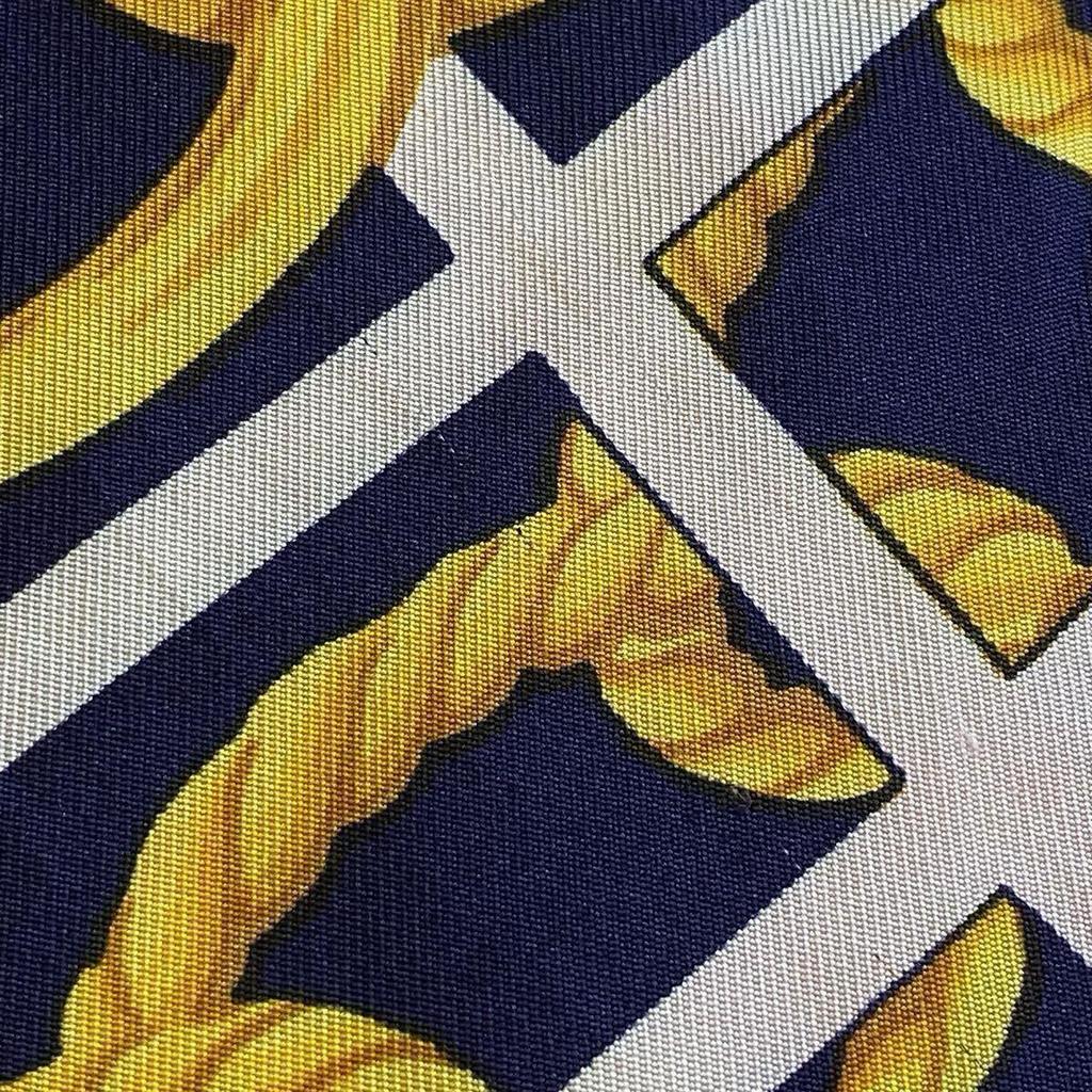 Used CELINE scarf silk marine style chain Macadam Triomphe navy red gold large vintage