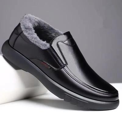 Autumn  Leather Shoes Men Loafers Winter Warm Breathable Business Casual Sneaker Plus Velvet Soft Sole Flat Shoes Man