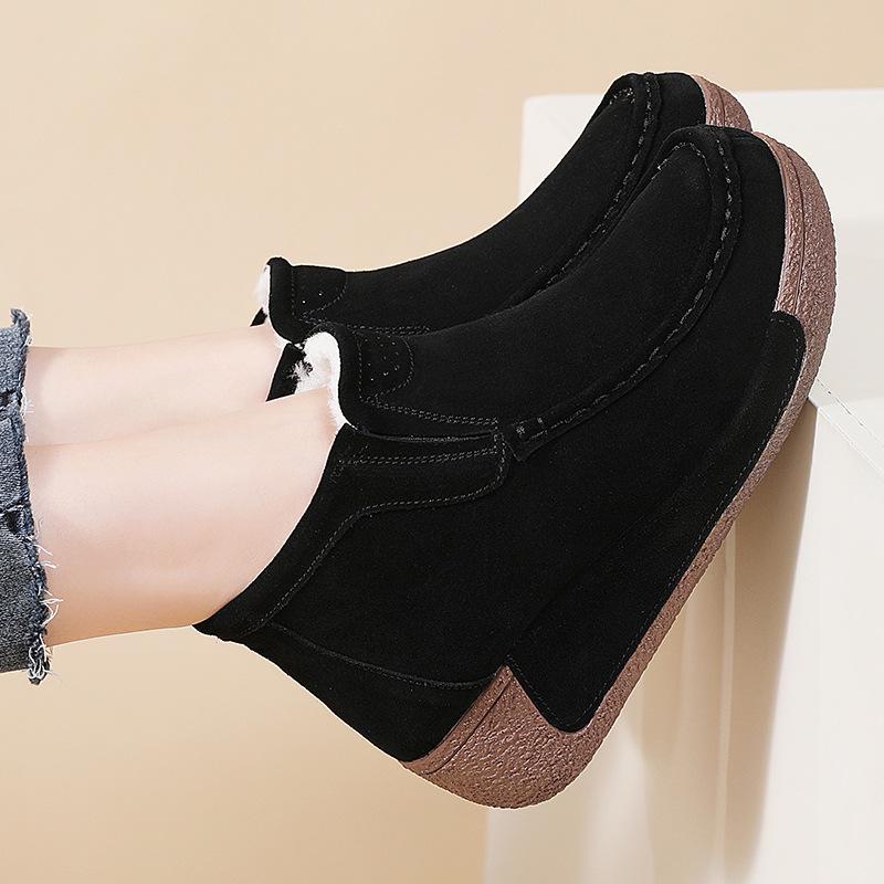 

Женские высокие замшевые зимние ботинки 2024 года с бархатной подкладкой и толстой подошвой 39