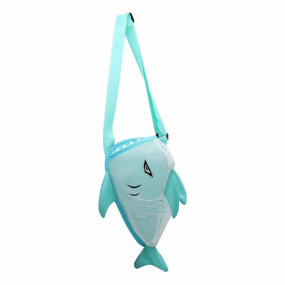New Cute Cartoon Kids Shark Beach Bag Lightweight Portable Mesh Storage Bag with Adjustable Strap Children's Crossbody Bag