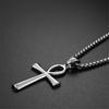 Egyptian Ankh Cross Necklaces Pendants Gold Color Stainless Steel Hieroglyphs Amulet Necklaces For Women Men Egypt Jewelry Gifts