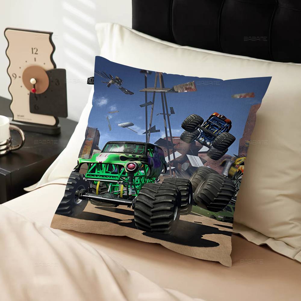 Cartoon Monster Jam Personalized Pillow Dust Cover Bedroom Kids Party Decoration Pillowcase Birthday Children Gift