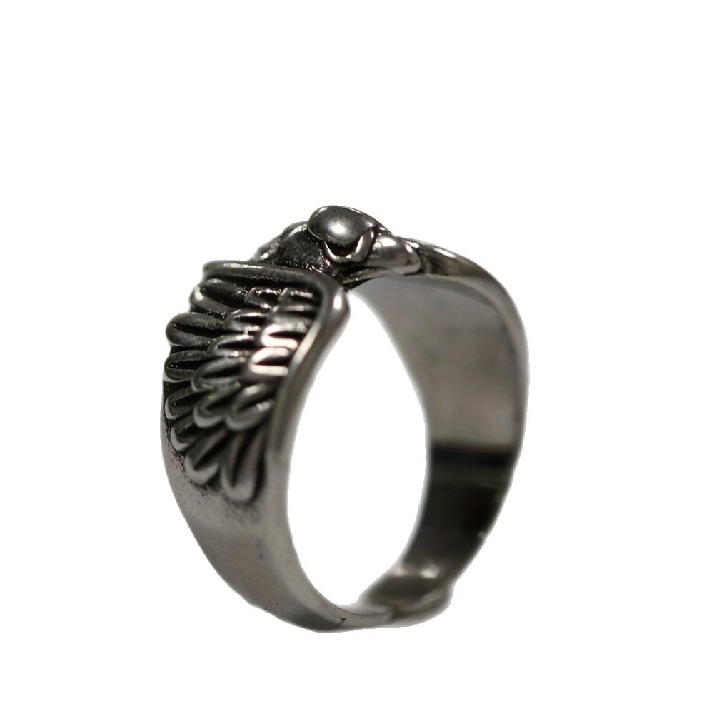 New Ins Eagle Wings Ring Men and Women Angel Feather Ring Dark Cold Wind Opening