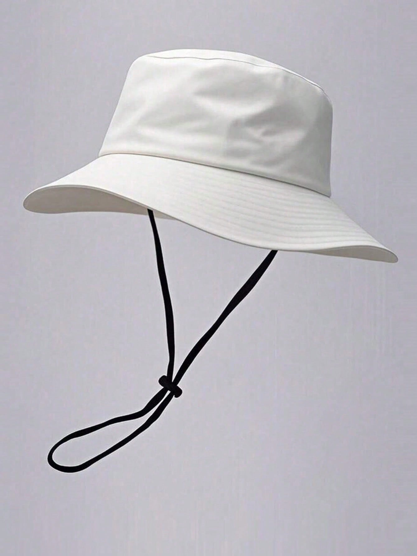 

1pc Unisex Solid Color Drawstring Bucket Hat, Outdoor Travel Hiking Casual Lightweight Fashionable Sun Hat, Suitable For All Ages білий