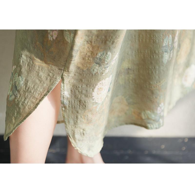DIMANAF 2025 Summer Women Plus Size Dress Vintage Floral Buttons Casual Loose Long Oversized Dress New