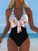 1011 Printed One-piece Swimsuit Women's European and American Sexy European and American Temu Xiyin Hot-selling Models