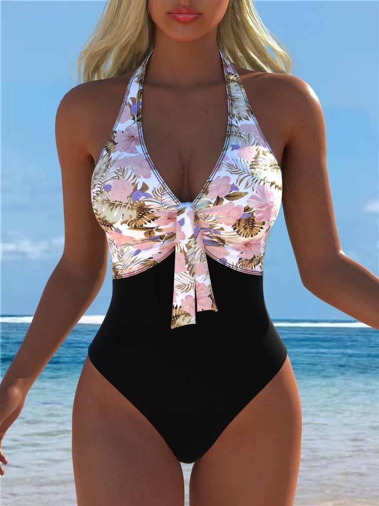 1011 Printed One-piece Swimsuit Women's European and American Sexy European and American Temu Xiyin Hot-selling Models