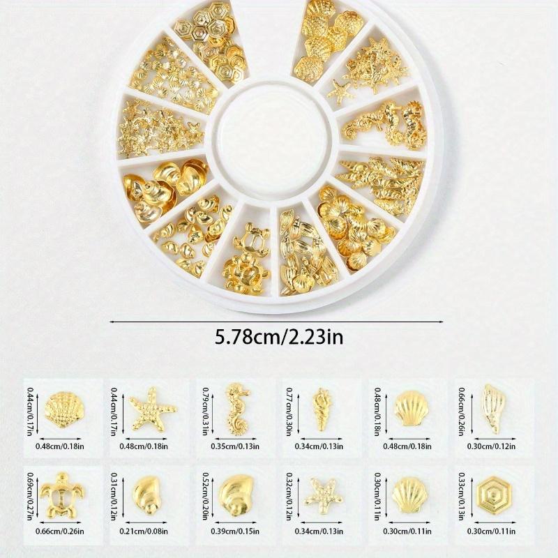 

1 коробка Дизайн морской черепахи и ракушки Украшение для нейл-арта Сделай сам Шармы для ногтей Драгоценные камни для ногтей Материалы для ногтей золотой