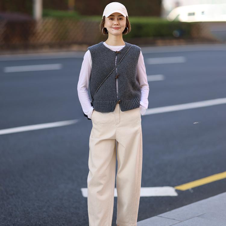 Dimanaf 2025 Autumn Women Sleeveless Buttons Vest Sweaters Style Solid Knitting Casual Loose Short Sweater