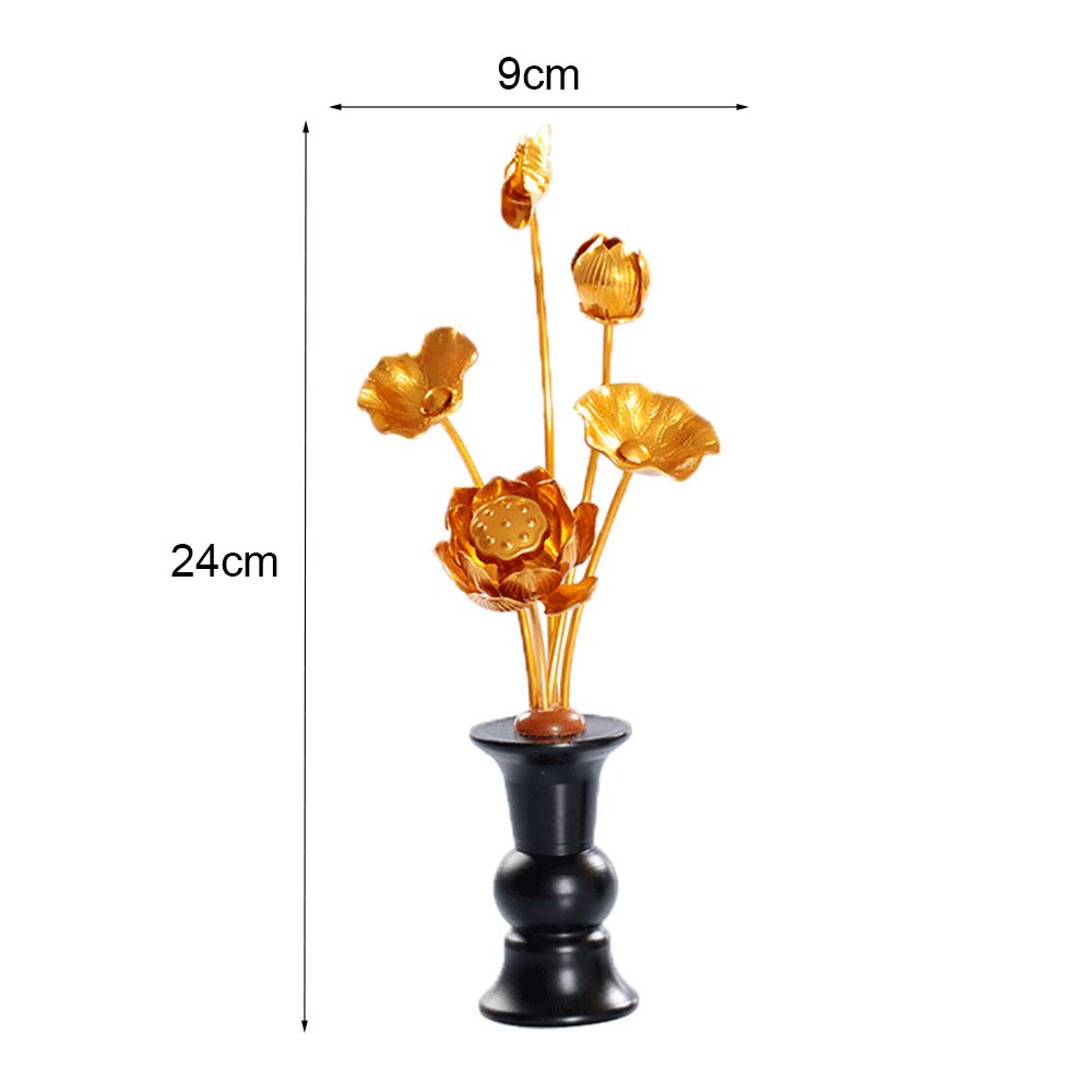 WILLRAY Lotus Flower Set, Buddhist Altar Accessories, Set of 2, Gold-Plated Lotus Flowers, Buddhist Altar Accessories, Buddhist Memorial Service,