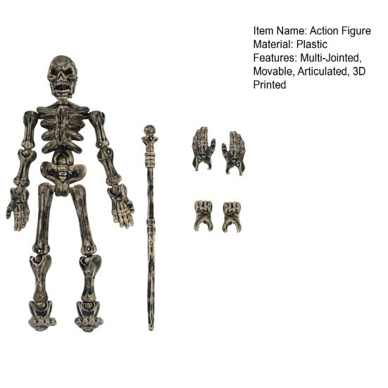3D Printed Skeleton Action Figure Multi-Jointed Movable Articulated Skeleton Toy Collectible Desktop Decoration for Kids Artists Collectors