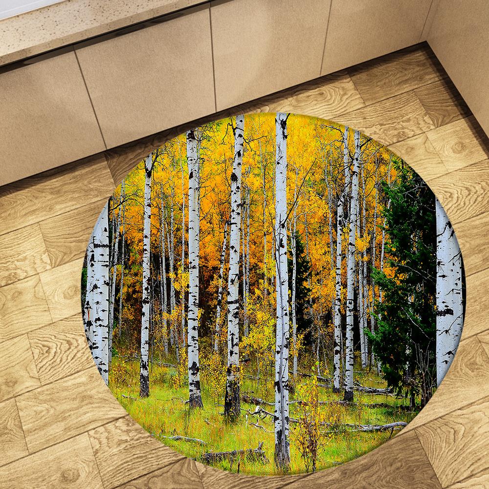 

Гостиная Спальня Ванная Комната Коврик Печать Декоративный Ковер Лесные Деревья Круглый Ковер Пейзаж Диван Ковер
