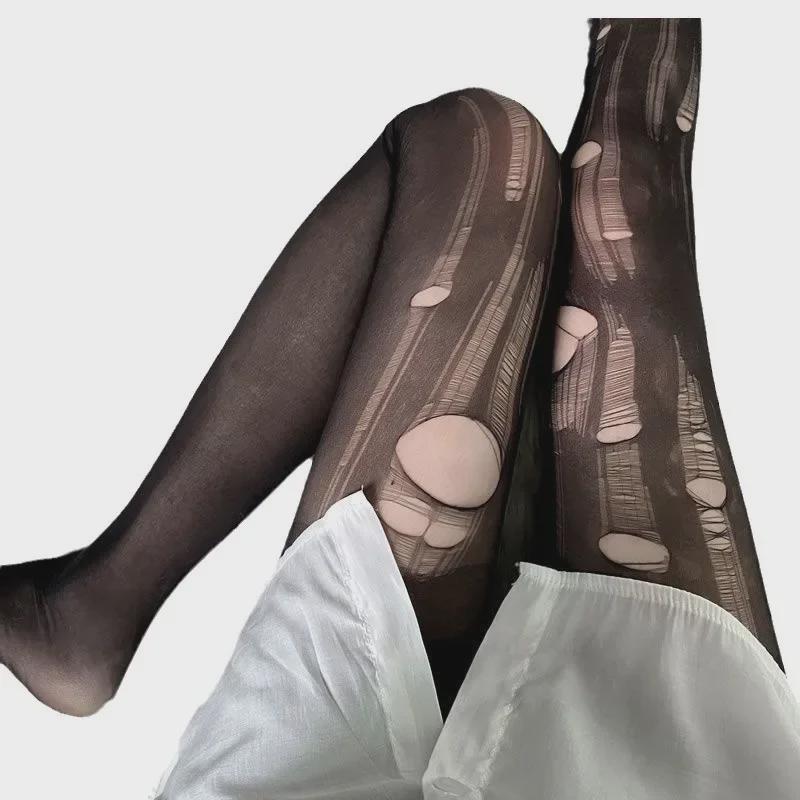 Women's Ultra-Thin Hand-Tearable Black Stockings for Sexy, Slim Legs - JK Sexy 3007