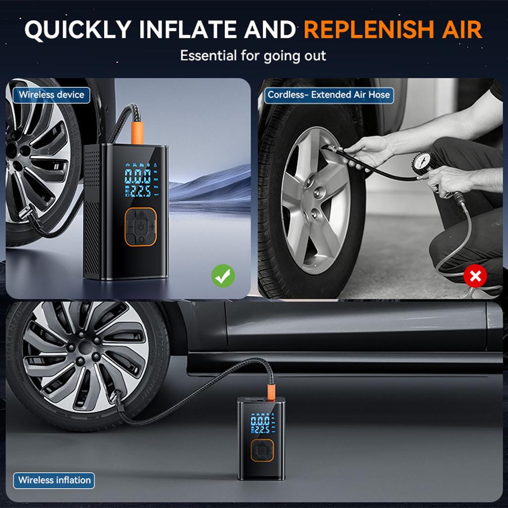 MotorX Tire Inflator Portable Compressor 2 Generation, Large Tire Inflator Speed 0 Seconds Fast Inflation , 15000mAh Battery Capacity, 65W