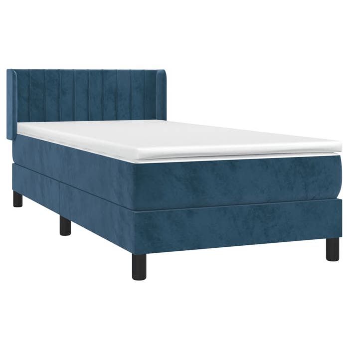 3131067 vidaXL Lit à sommier tapissier avec matelas Bleu foncé 100x200 cm