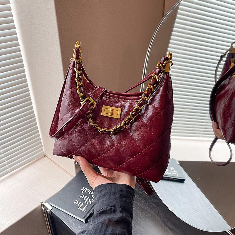 Tasche Damen neue Achseltasche Rauten-Kettentasche Nische Leichter Luxus Temperament Premium Schulter-Umhängetasche