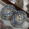 Light Luxury Style Diamond-Set Water Drop-Shaped Corrugated Earrings Temperament Ear Buckle Commuter Fashion Women'S Earrings