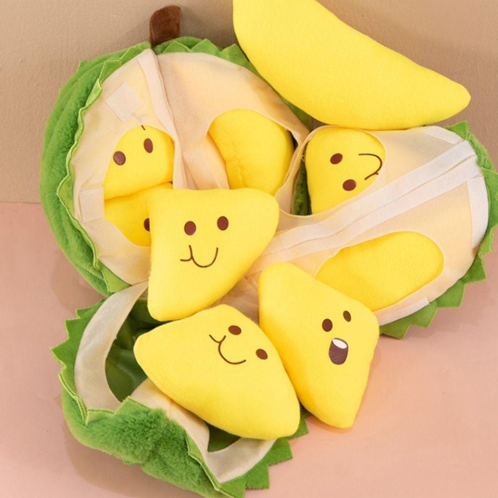 Fluffy Fruit Durian Plush Pillow Soft Peeling Durian Plush Doll  Kids Holiday Gifts